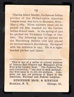 1914 E145 Cracker Jack #19 Chief Bender Philadelphia (American) - Back