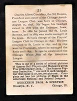 1914 E145 Cracker Jack #23 Charles Comiskey (Owner) Chicago (American) - Back