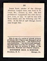 1914 E145 Cracker Jack #26 James Scott Chicago (American) - Back