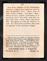 1914 E145 Cracker Jack #28 Jack Barry Philadelphia (American) - Back