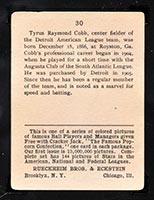 1914 E145 Cracker Jack #30 Ty Cobb Detroit (American) - Back