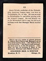 1914 E145 Cracker Jack #33 Amos Strunk Philadelphia (American) - Back