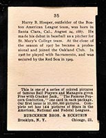 1914 E145 Cracker Jack #35 Harry Hooper Boston (American) - Back