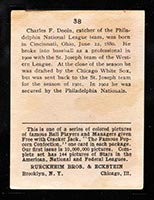 1914 E145 Cracker Jack #38 Charles Dooin Philadelphia (National) - Back