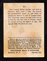 1914 E145 Cracker Jack #53 Otto Miller Brooklyn (National) - Back