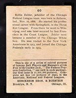 1914 E145 Cracker Jack #60 Rollie Zeider Chicago (Federal) - Back