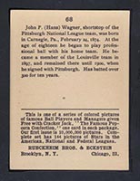 1914 E145 Cracker Jack #68 Honus Wagner Pittsburgh (National) - Back