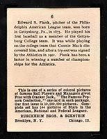 1914 E145 Cracker Jack #6 Eddie Plank Philadelphia (American) - Back
