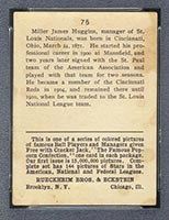 1914 E145 Cracker Jack #75 Miller Huggins St. Louis (National) - Back