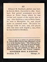 1914 E145 Cracker Jack #80 Ed Reulbach Brooklyn (National) - Back