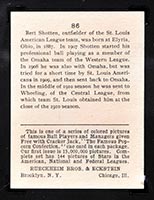 1914 E145 Cracker Jack #86 Bert Shotten St. Louis (American) - Back