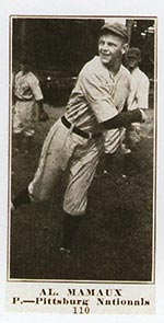 1915-1916 M101-4 Sporting News #110 Al. Mamaux Pittsburg (National)