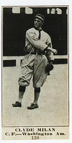 1915-1916 M101-4 Sporting News #120 Clyde Milan Washington (American)