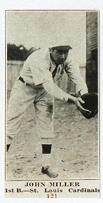 1915-1916 M101-4 Sporting News #121 John Miller St. Louis Cardinals