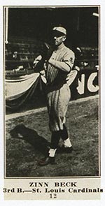1915-1916 M101-4 Sporting News #12 Zinn Beck St. Louis Cardinals