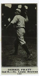 1915-1916 M101-4 Sporting News #139 Derril (Derrill) Pratt St. Louis Browns