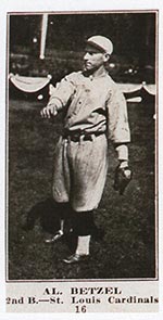 1915-1916 M101-4 Sporting News #16 Al. Betzel St. Louis Cardinals