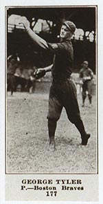 1915-1916 M101-4 Sporting News #177 George Tyler Boston Braves