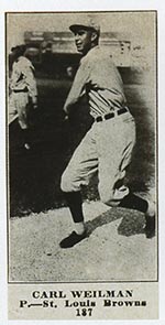1915-1916 M101-4 Sporting News #187 Carl Weilman St. Louis Browns