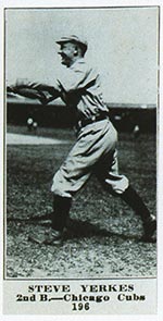 1915-1916 M101-4 Sporting News #196 Steve Yerkes Chicago Cubs