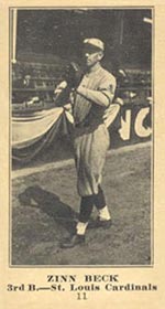 1915-1916 M101-5 Sporting News #11 Zinn Beck St. Louis Cardinals