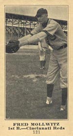 1915-1916 M101-5 Sporting News #121 Fred Mollwitz Cincinnati Reds