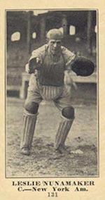 1915-1916 M101-5 Sporting News #131 Leslie Nunamaker New York (American)