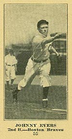 1915-1916 M101-5 Sporting News #55 Johnny Evers Boston Braves