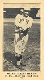 1915-1916 M101-5 Sporting News #78 Olaf Henriksen Boston Red Sox