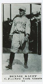 1915-1916 M101-5 Sporting News #92 Bennie Kauff New York Giants