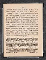 1915 E145-2 Cracker Jack #126 Walter Blair Buffalo (Federal) - Back