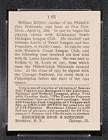 1915 E145-2 Cracker Jack #135 Bill Killifer (Killefer) Philadelphia (National) - Back