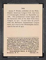 1915 E145-2 Cracker Jack #144 Jimmy Walsh Philadelphia (American) - Back