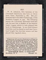 1915 E145-2 Cracker Jack #150 Doc Johnston Cleveland (American) - Back