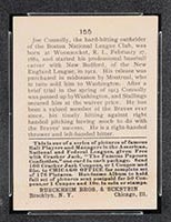1915 E145-2 Cracker Jack #155 Joe Connolly Boston (National) - Back