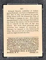 1915 E145-2 Cracker Jack #161 Ed Rousch (Roush) Indianapolis (Federal) - Back