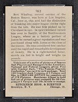 1915 E145-2 Cracker Jack #163 Bert Whaling Boston (National) - Back