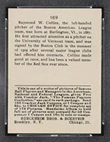 1915 E145-2 Cracker Jack #169 Ray Collins Boston (American) - Back