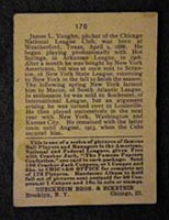 1915 E145-2 Cracker Jack #176 Hippo Vaughn Chicago (National) - Back