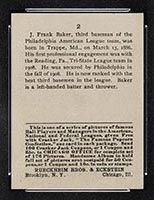 1915 E145-2 Cracker Jack #2 Frank “Home Run” Baker Philadelphia (American) - Back