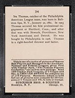 1915 E145-2 Cracker Jack #34 Ira Thomas Philadelphia (American) - Back