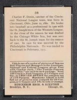 1915 E145-2 Cracker Jack #38 Charles Dooin Philadelphia (National) - Back