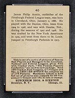 1915 E145-2 Cracker Jack #40 James Austin St. Louis (American) - Back