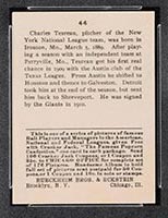 1915 E145-2 Cracker Jack #44 Charles Tesreau New York (National) - Back