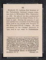 1915 E145-2 Cracker Jack #45 Fred Luderus Philadelphia (National) - Back