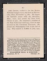 1915 E145-2 Cracker Jack #47 Josh Devore Philadelphia (National) - Back