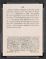 1915 E145-2 Cracker Jack #49 Dots Miller St. Louis (National) - Back