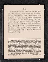 1915 E145-2 Cracker Jack #55 Dick Hoblitzel (Hoblitzell) Cincinnati (National) - Back