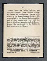 1915 E145-2 Cracker Jack #60 Oscar Dugey Philadelphia (National) - Back