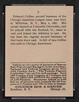 1915 E145-2 Cracker Jack #7 Edward Collins Philadelphia (American) - Back